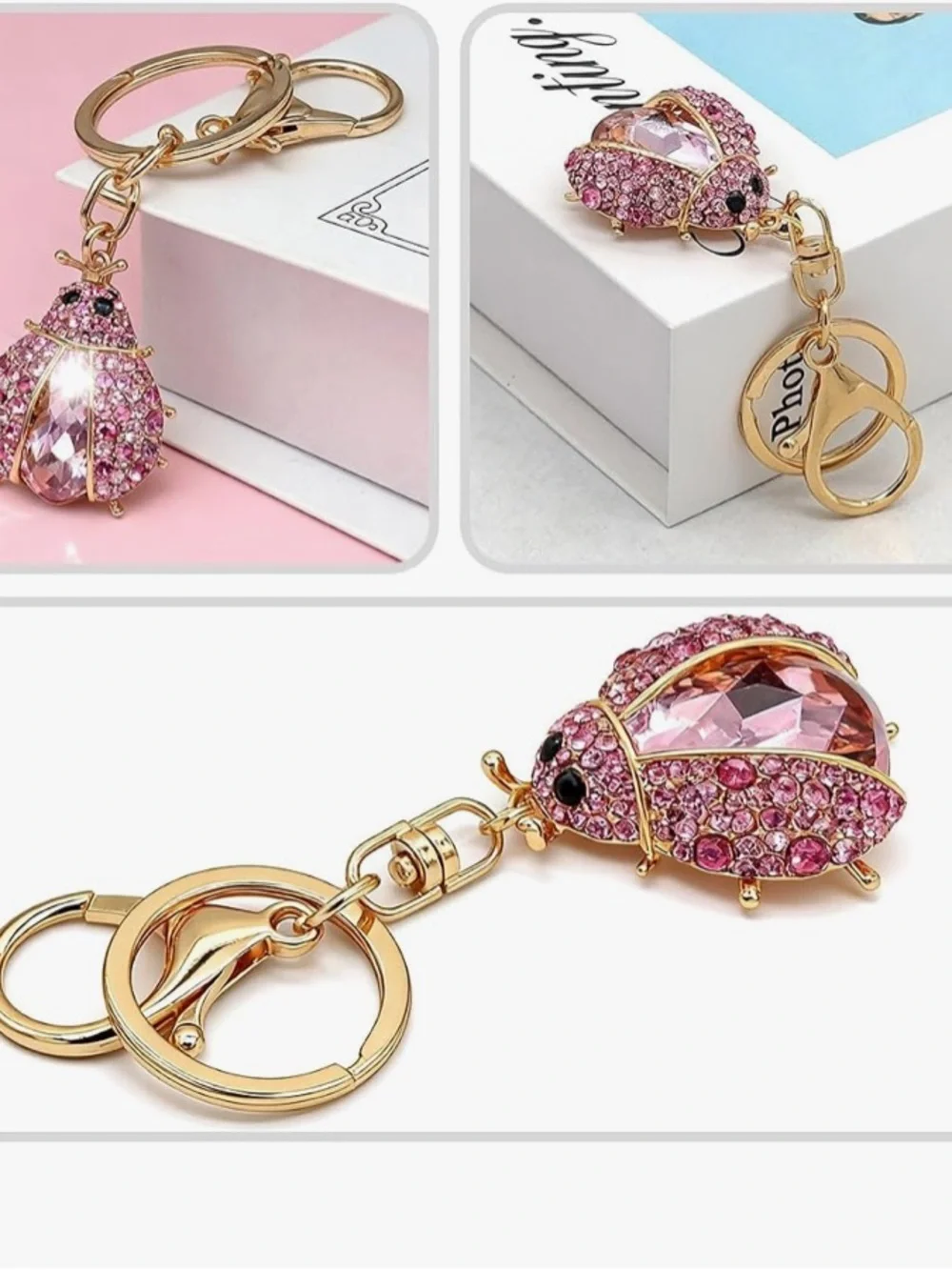 Crystal Ladybug purse/bag charm keychain
